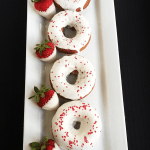 Baked Strawberry Donuts with White Chocolate Ganache