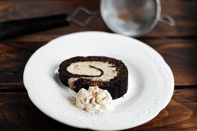 Chocolate Rolled Cake with Cookie Dough Buttercream