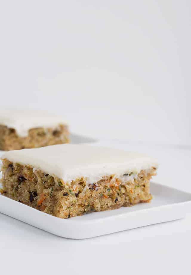 carrot-zucchini bars with cream cheese frosting