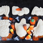 A tray of Halloween shortbread cookies.