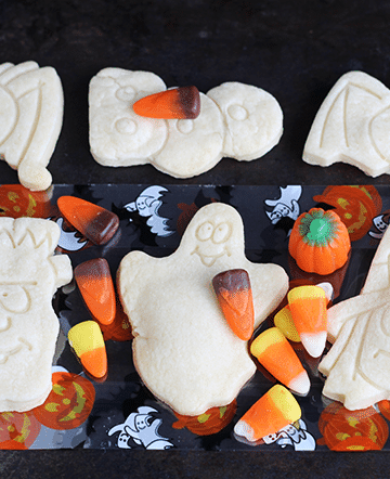 Halloween Shortbread Cut-out Cookies via Cookie Dough and Oven Mitt