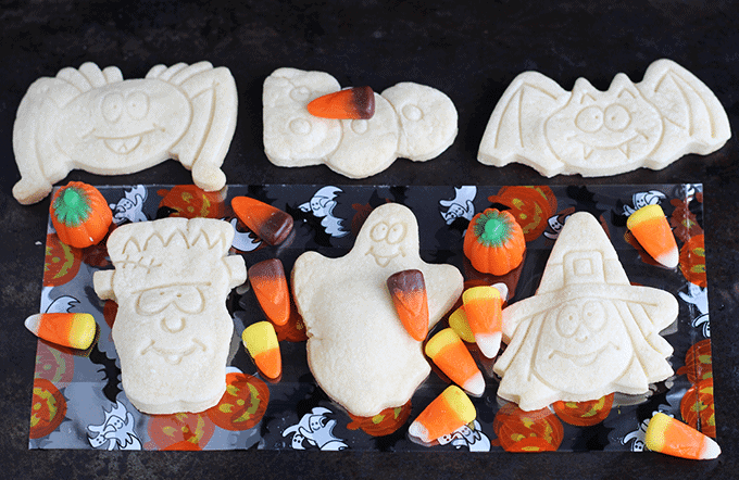 Halloween Shortbread Cut-out Cookies via Cookie Dough and Oven Mitt