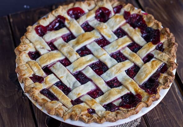 Mixed Berry Pie with a lattice top crust