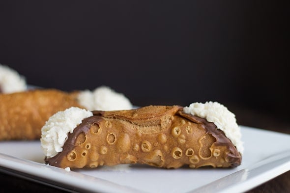 a plate of homemade cannoli