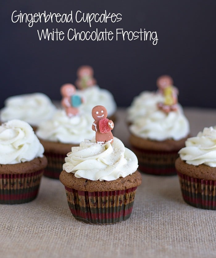 Gingerbread Cupcakes with White Chocolate Frosting - gingerbread cupcakes that are spiced up with loads of ginger and cinnamon then topped with heavenly white chocolate frosting.