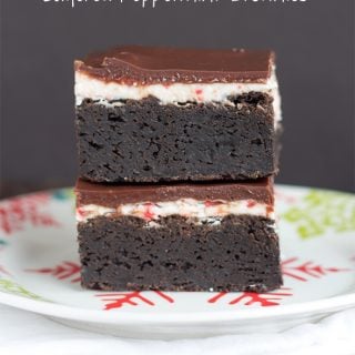 Delicious brownies with a peppermint twist served on a plate.