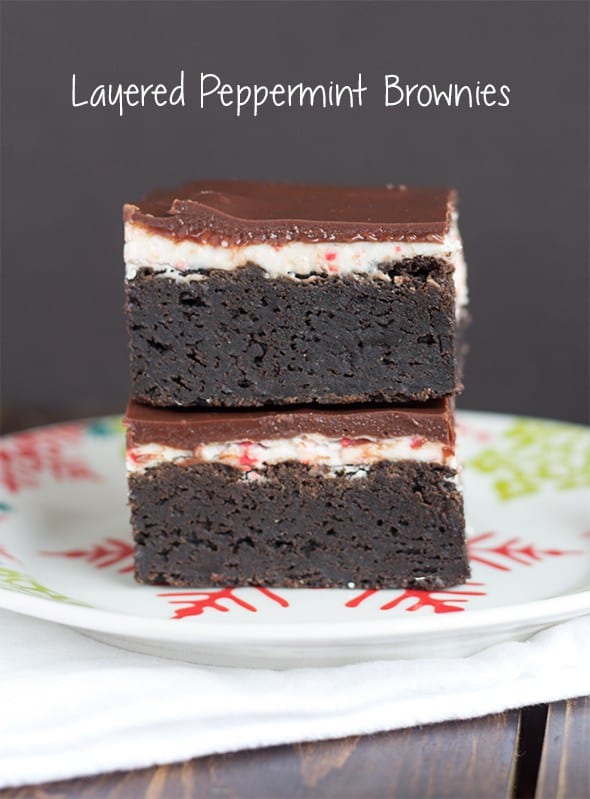 Delicious brownies with a peppermint twist served on a plate.