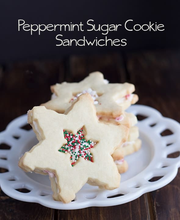 Peppermint Sugar Cookie Sandwiches