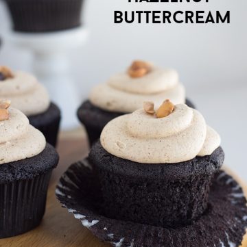 Dark chocolate hazelnut cupcakes with hazelnut buttercream.