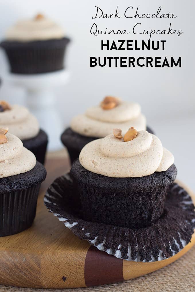 Dark chocolate hazelnut cupcakes with hazelnut buttercream.
