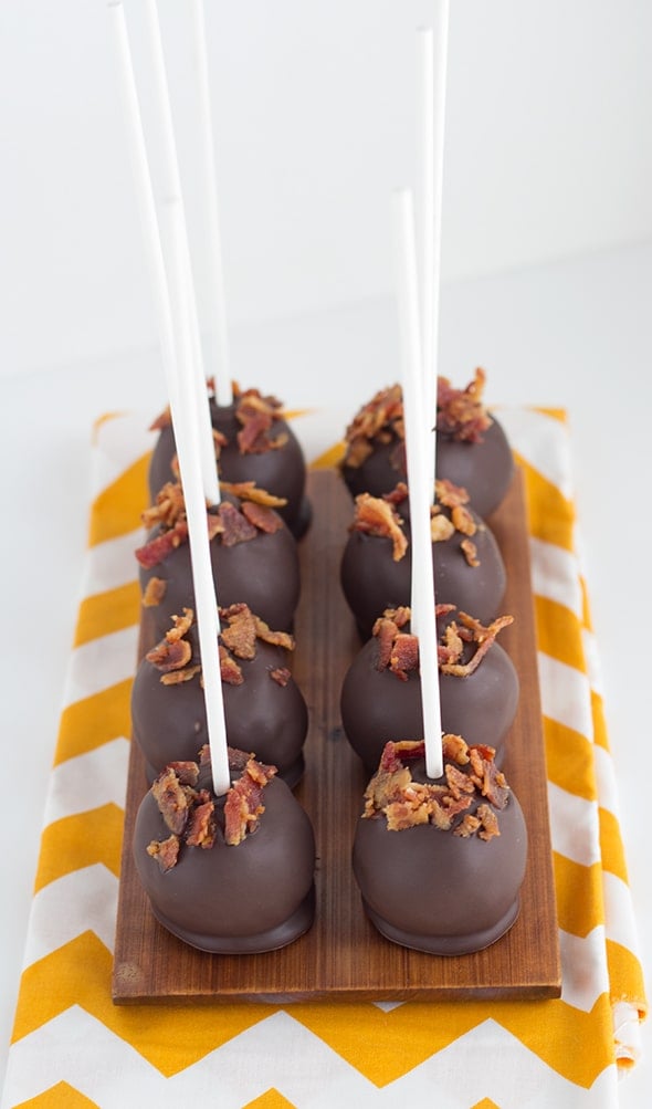 a party platter filled with 8 Maple Bacon Cake Pops