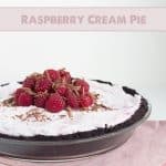 Raspberry cream pie presentation.
