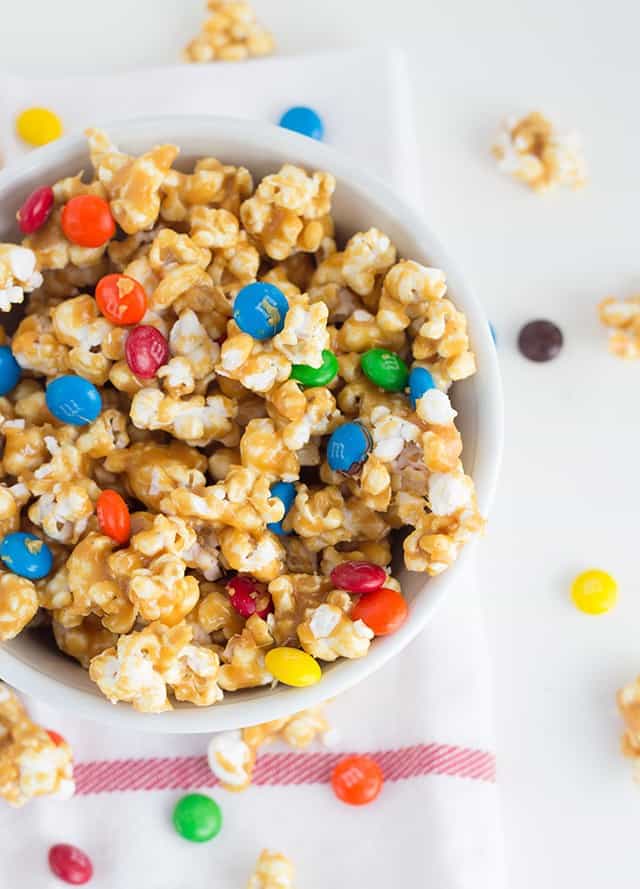 Salted Caramel M&M Popcorn - The perfect sweet and salty treat!