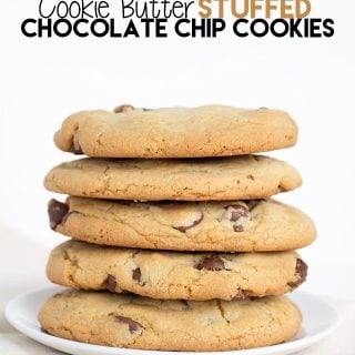 Delicious Cookie Butter-filled Chocolate Chip Cookies.