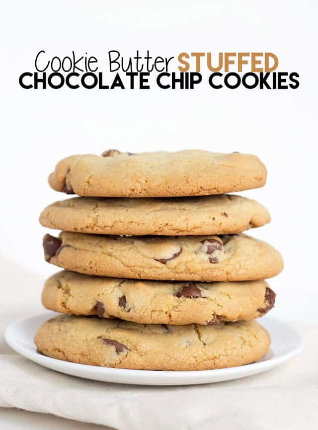 Delicious Cookie Butter-filled Chocolate Chip Cookies.