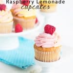 Raspberry lemonade cupcakes on a white plate.