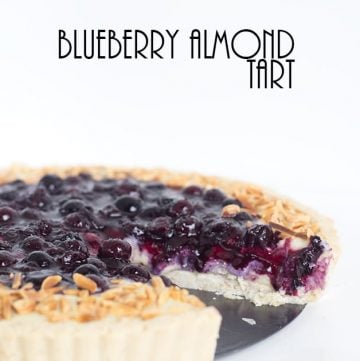 A slice of blueberry almond tart.