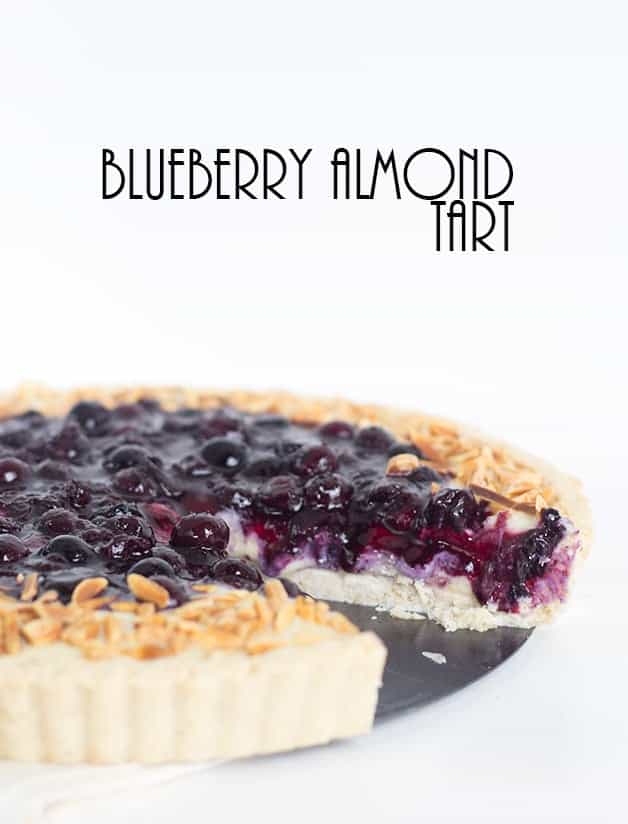 A slice of blueberry almond tart.