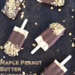 Popsicles made with maple and peanut butter blended into creamy cheesecake.