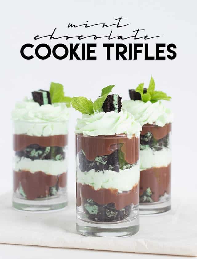 Easy mint chocolate cookie trifles.