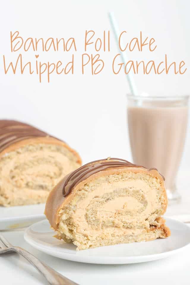 Banana roll cake with peanut butter ganache.