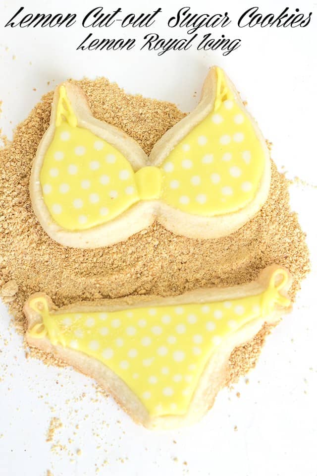 Lemon polka dot cut-out sugar cookies with lemon royal icing.