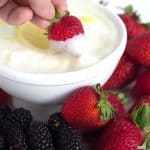 Lemonade Fruit Dip - easy and healthy fruit dip with vanilla yogurt and a lemon! Perfect for any berry!