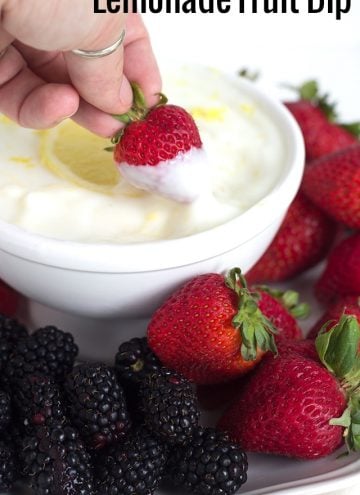 Lemonade Fruit Dip - easy and healthy fruit dip with vanilla yogurt and a lemon! Perfect for any berry!