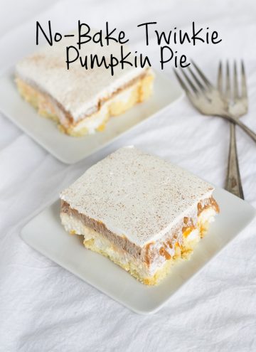 No-Bake Twinkie Pumpkin Pie - A delicious layered pumpkin spice dessert. Twinkies, cream cheese, whipped cream, pumpkin and spice, what's not to love? It's so simple to make.
