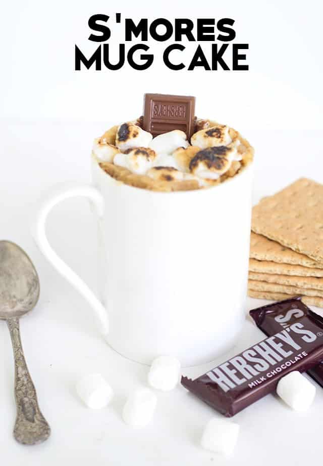 S'mores Mug Cake - The perfect summer dessert. It's quick, easy, and full of flavor. Graham cracker crumbs, chocolate bits, and perfectly toasted marshmallows on top.