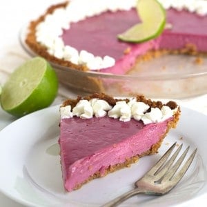 Blackberry Key Lime Pie - Sweet and Tart Twist on a classic Key Lime Pie. It's creamy and gorgeous to look at.