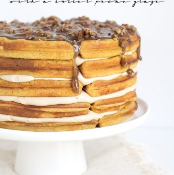 A stack of pumpkin pie waffle cake.