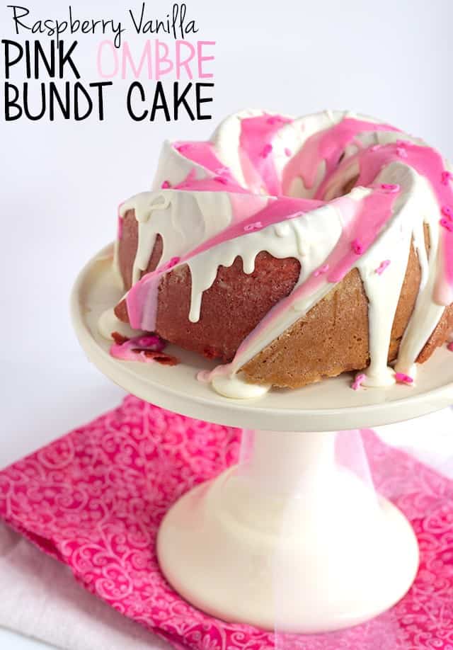 Raspberry Vanilla Pink Ombre Bundt Cake