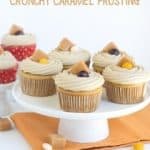 Spiced candy apple cupcakes with crunchy caramel frosting.