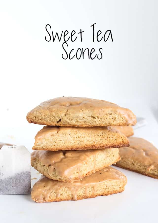 Sweet tea scones are stacked.