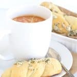 Brewed Soup and Parmesan Dipping Bread Sticks - Break out the Keurig and brew up some tomato soup to pair with these delicious bread sticks.