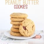 Jelly Stuffed Peanut Butter Cookies - step aside pb&j sandwiches. These cookies are soft peanut butter cookies stuffed with a strawberry jelly. Every bite has a hint of jelly!