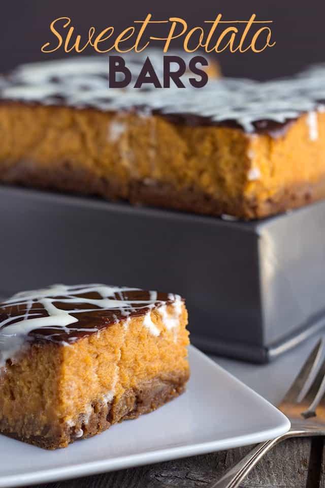 Sweet potato bars served on a white plate.