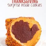 Thanksgiving Surprise Inside Cookies - These are slice and bake cookies that are perfect to prepare ahead of time and slice the morning of Thanksgiving for your guests. Vanilla bean sugar cookies with a cute little brown turkey inside!