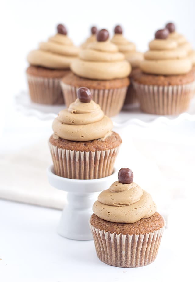 Coffee Cupcakes with Coffee Buttercream and a whipped mocha ganache filling