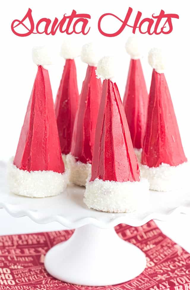 Santa Hats - a fun pinata treat for kids! Stuff some waffle cones with festive m&m's and let the magic happen.