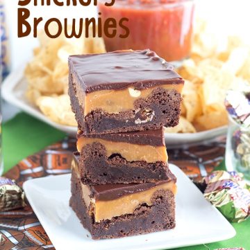 SNICKERS® brownies stacked.