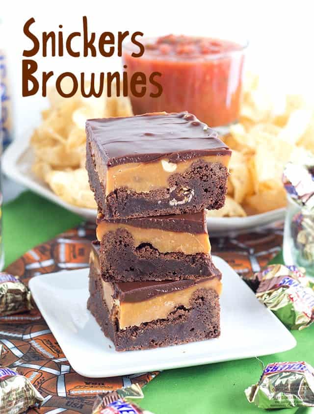 SNICKERS® brownies stacked.