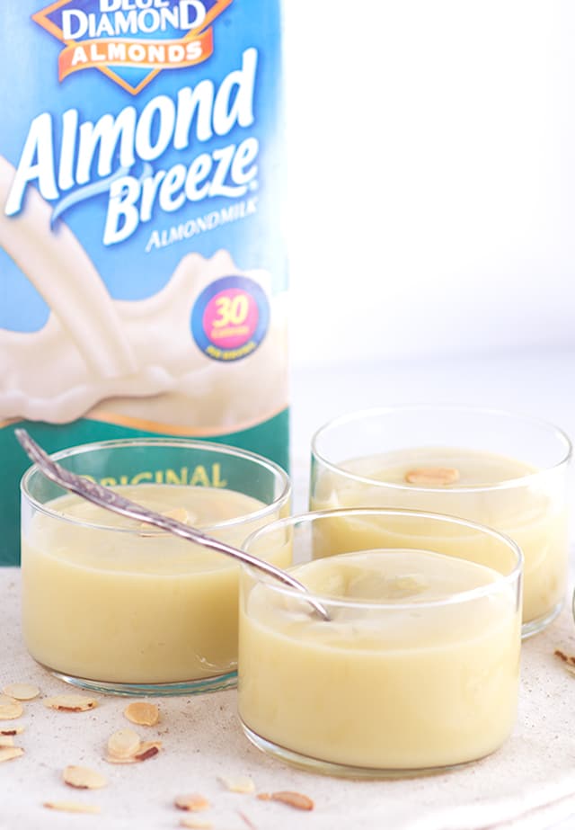 dishes of creamy almond pudding made with almond milk!