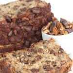 A slice of Extreme Banana Nut Bread on a plate.