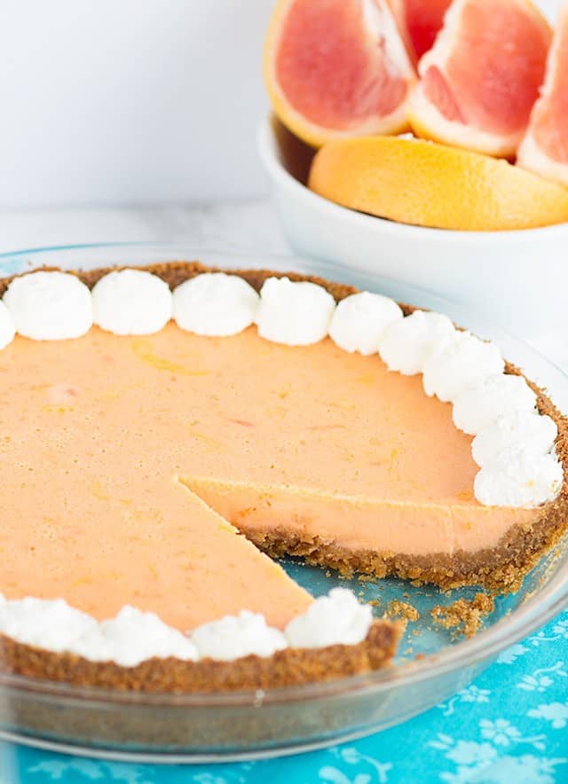 Grapefruit Pie garnished with whipped cream