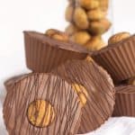 Cookie Dough Cups on a white table.