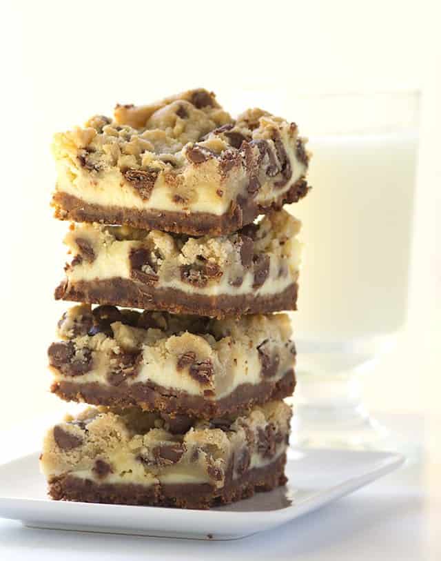 Chocolate Chip Cookie Dough Cheesecake Bars