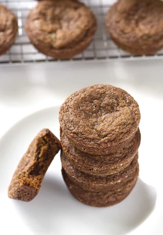 Double Ginger Molasses Cookies - For all of the ginger lovers! These cookies are packed full of ginger and molasses with a small addition of cocoa powder and instant coffee.
