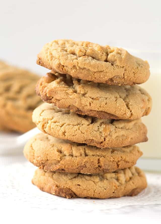 Peanut Butter Butterscotch Cookies - peanut butter cookies filled with butterscotch chips.